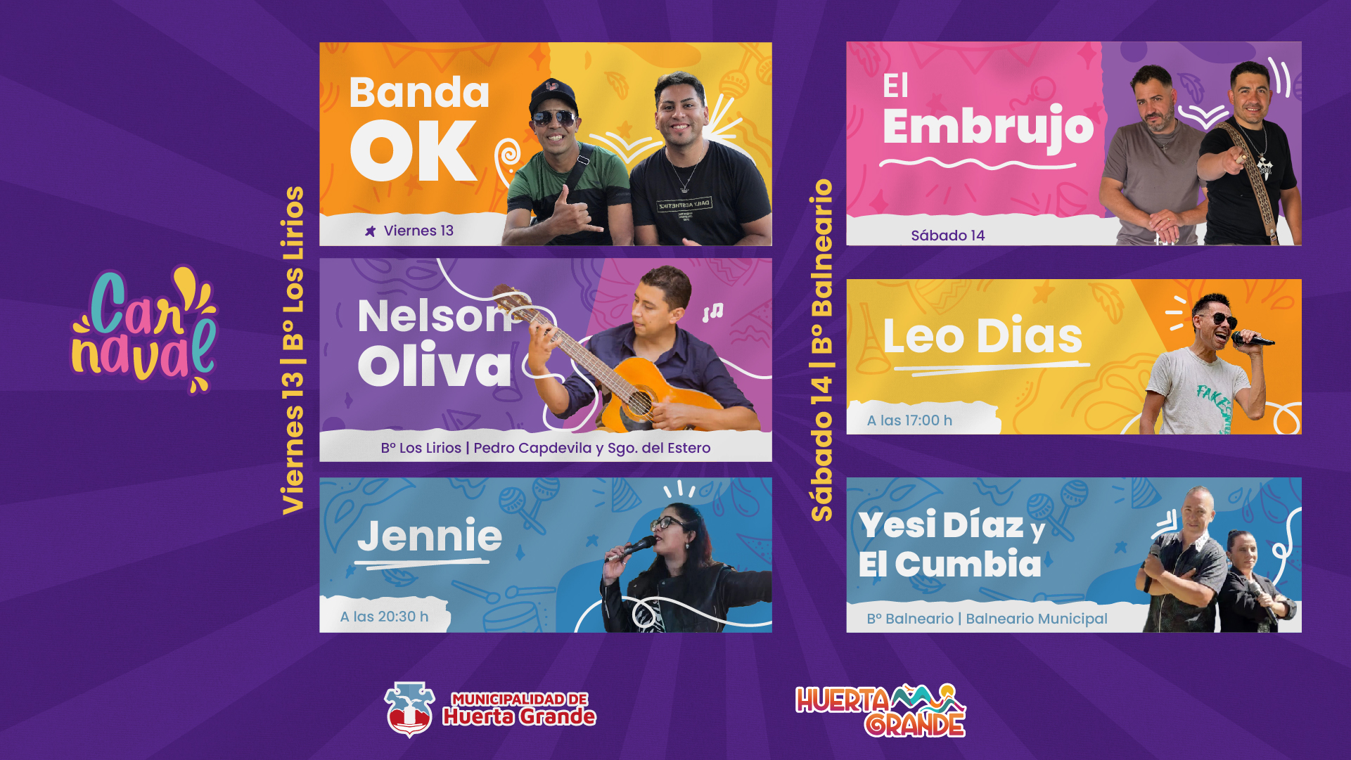 🎭🎶 Carnaval 2026 en Huerta Grande